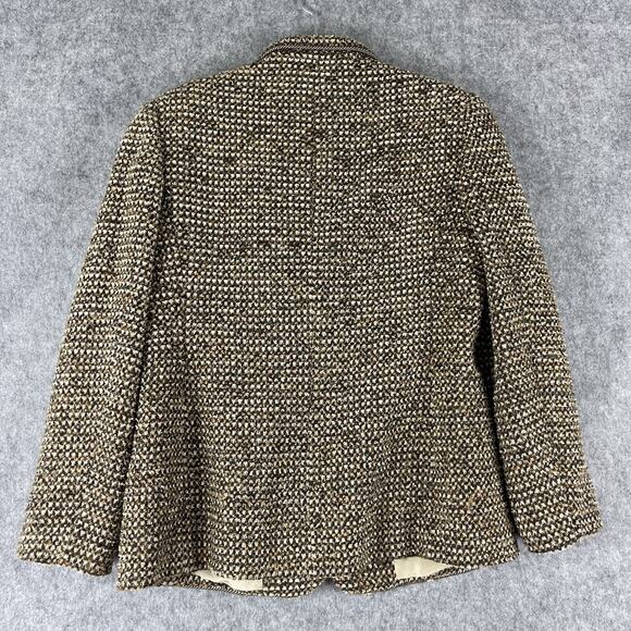 Nina McLemore Tweed Blazer Jacket Womens 8 Brown Wool Blend Silk Lining Career - Picture 12 of 16